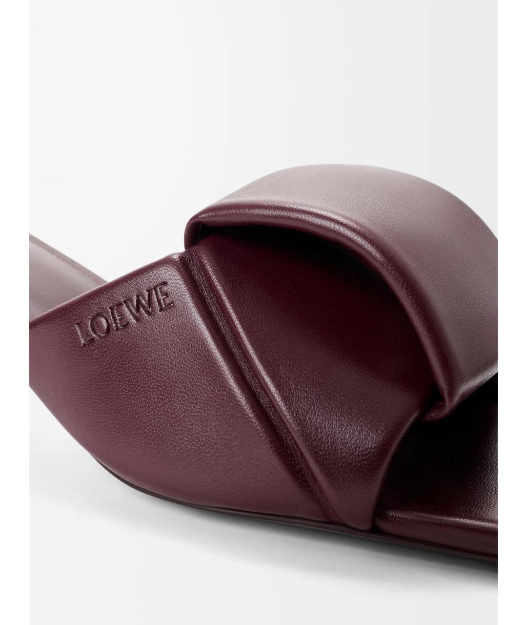 LOEWE Бордовые кожаные мюли, фото 4