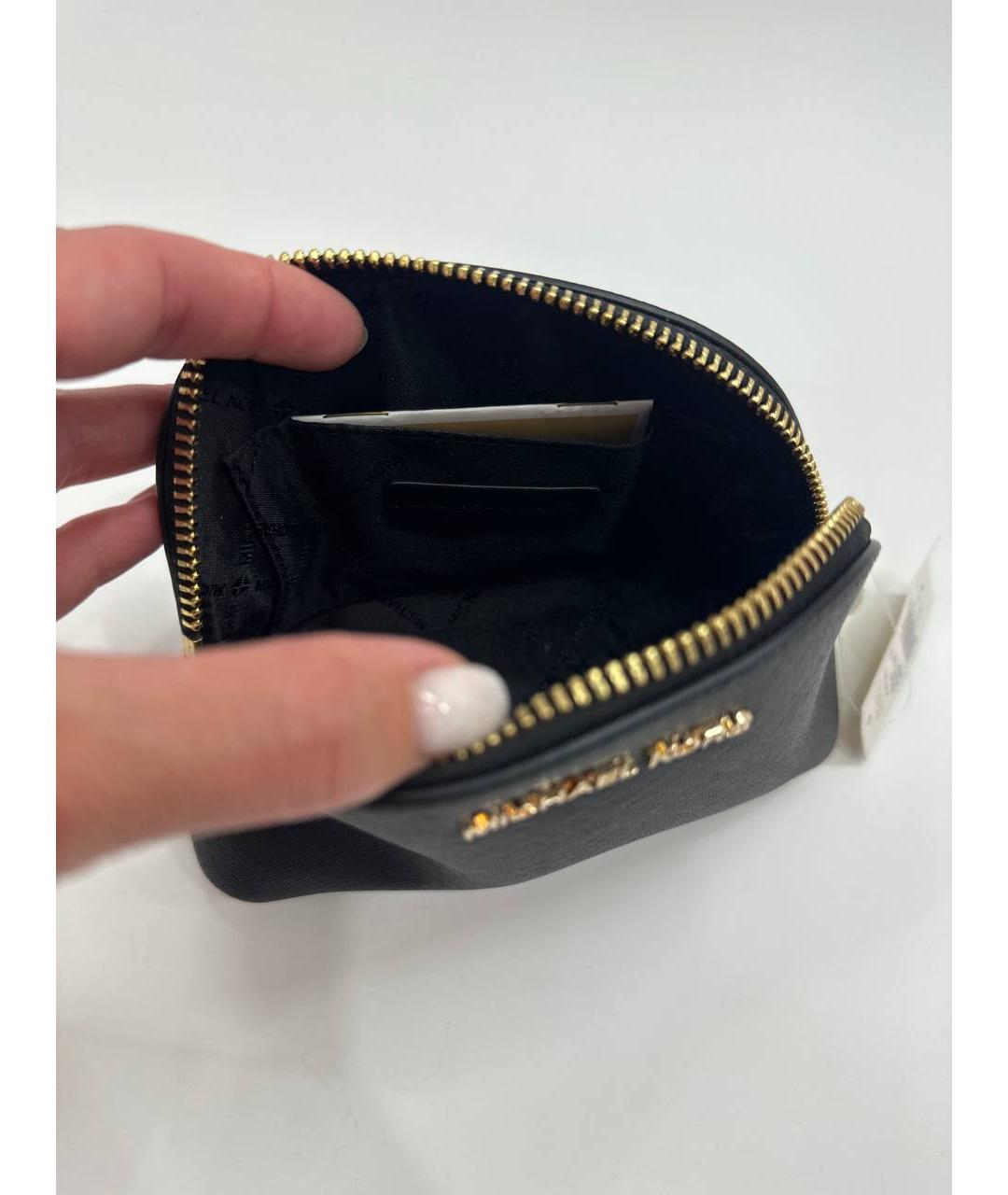 MICHAEL KORS Черная кожаная косметичка, фото 4