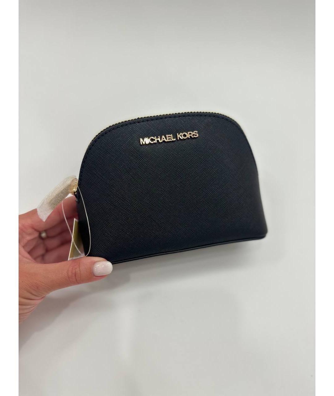 MICHAEL KORS Черная кожаная косметичка, фото 3