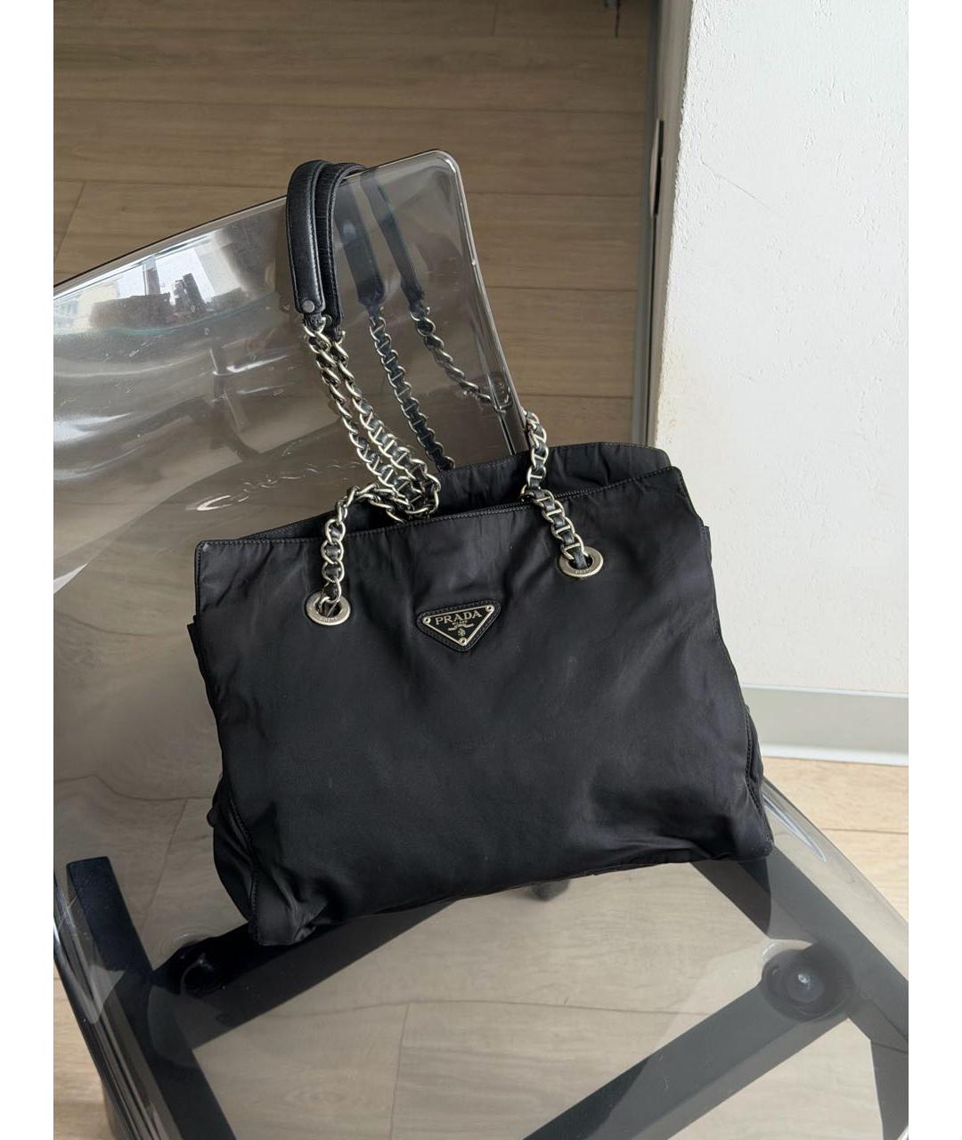 PRADA Черная нейлоновая сумка тоут, фото 9