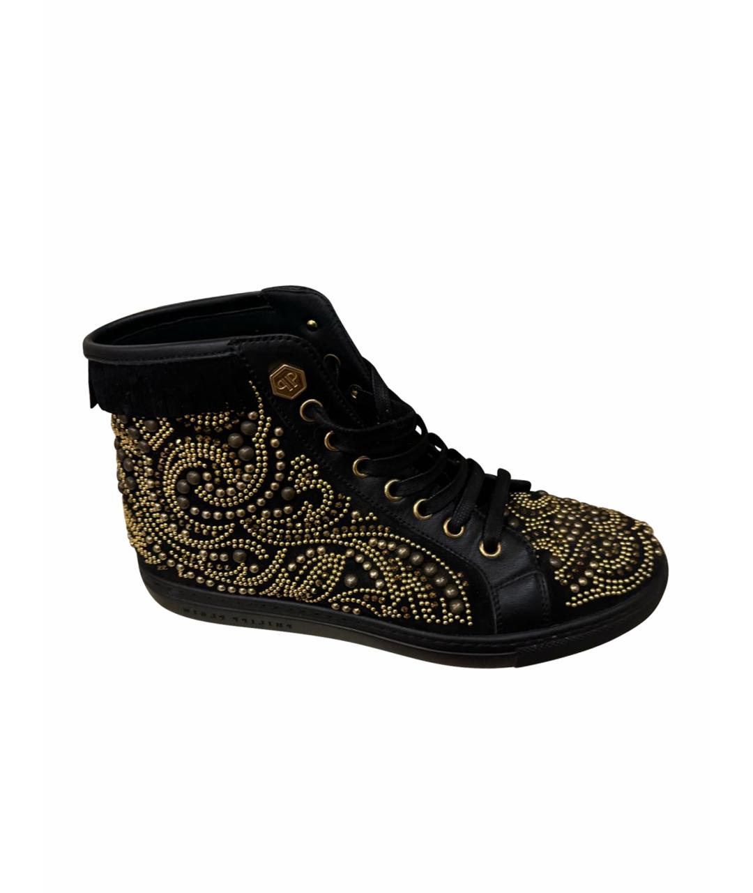 PHILIPP PLEIN Черные кожаные ботинки, фото 1