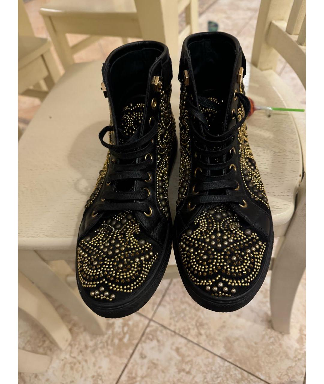 PHILIPP PLEIN Черные кожаные ботинки, фото 2