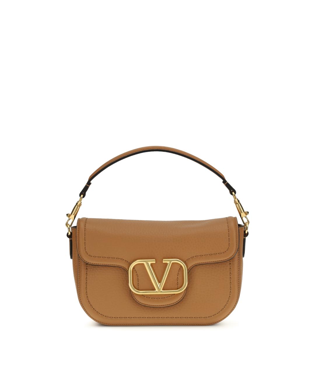 VALENTINO Коричневая кожаная сумка через плечо, фото 1