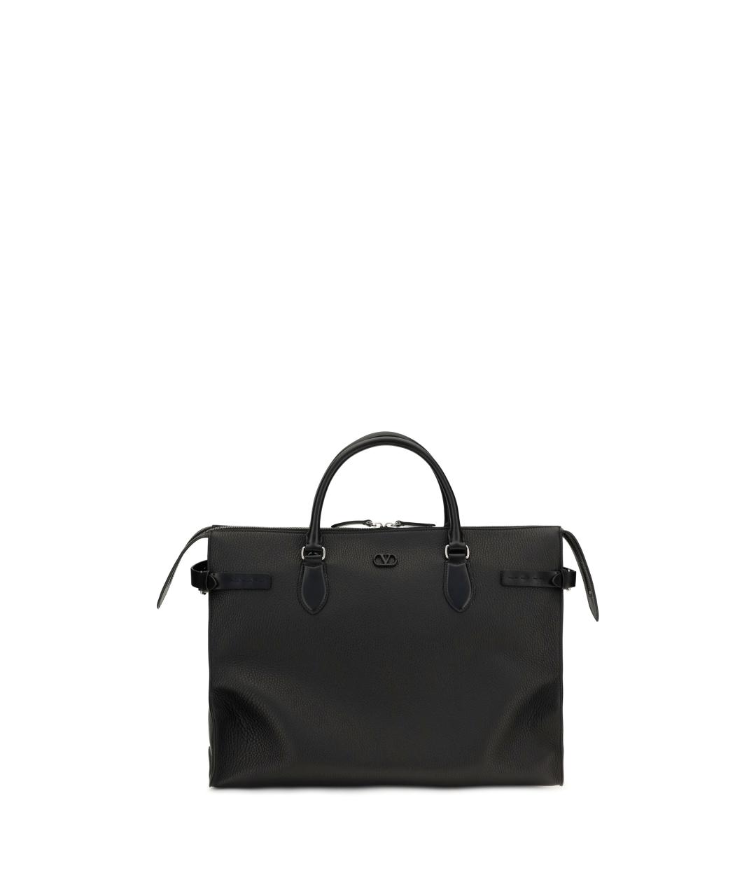 VALENTINO Черная кожаная сумка тоут, фото 1