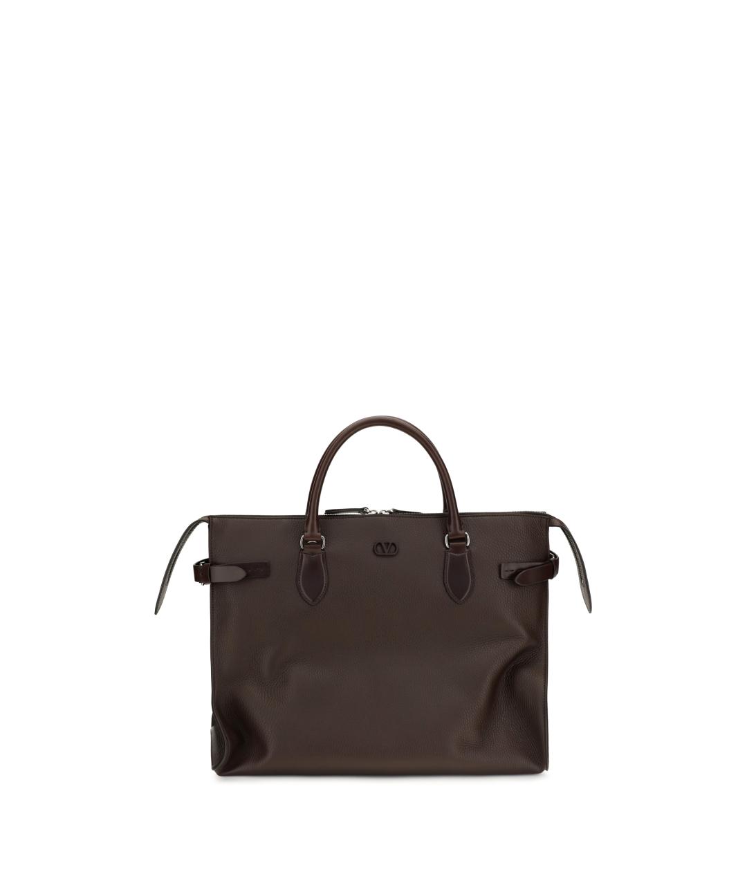 VALENTINO Коричневая кожаная сумка тоут, фото 1