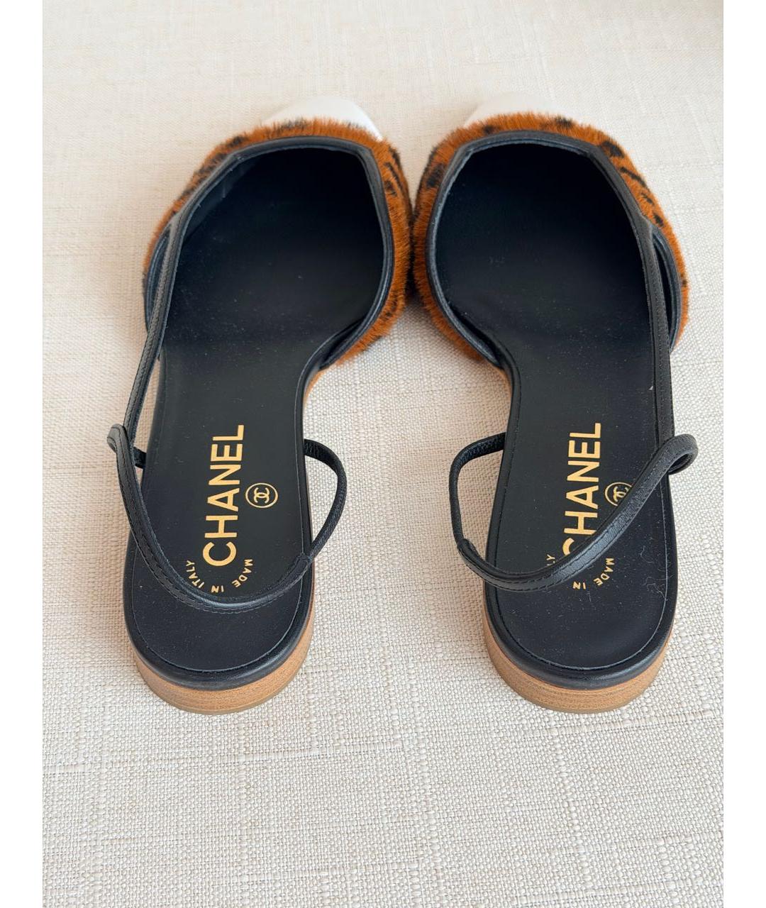 CHANEL Коричневые лодочки на низком каблуке, фото 4