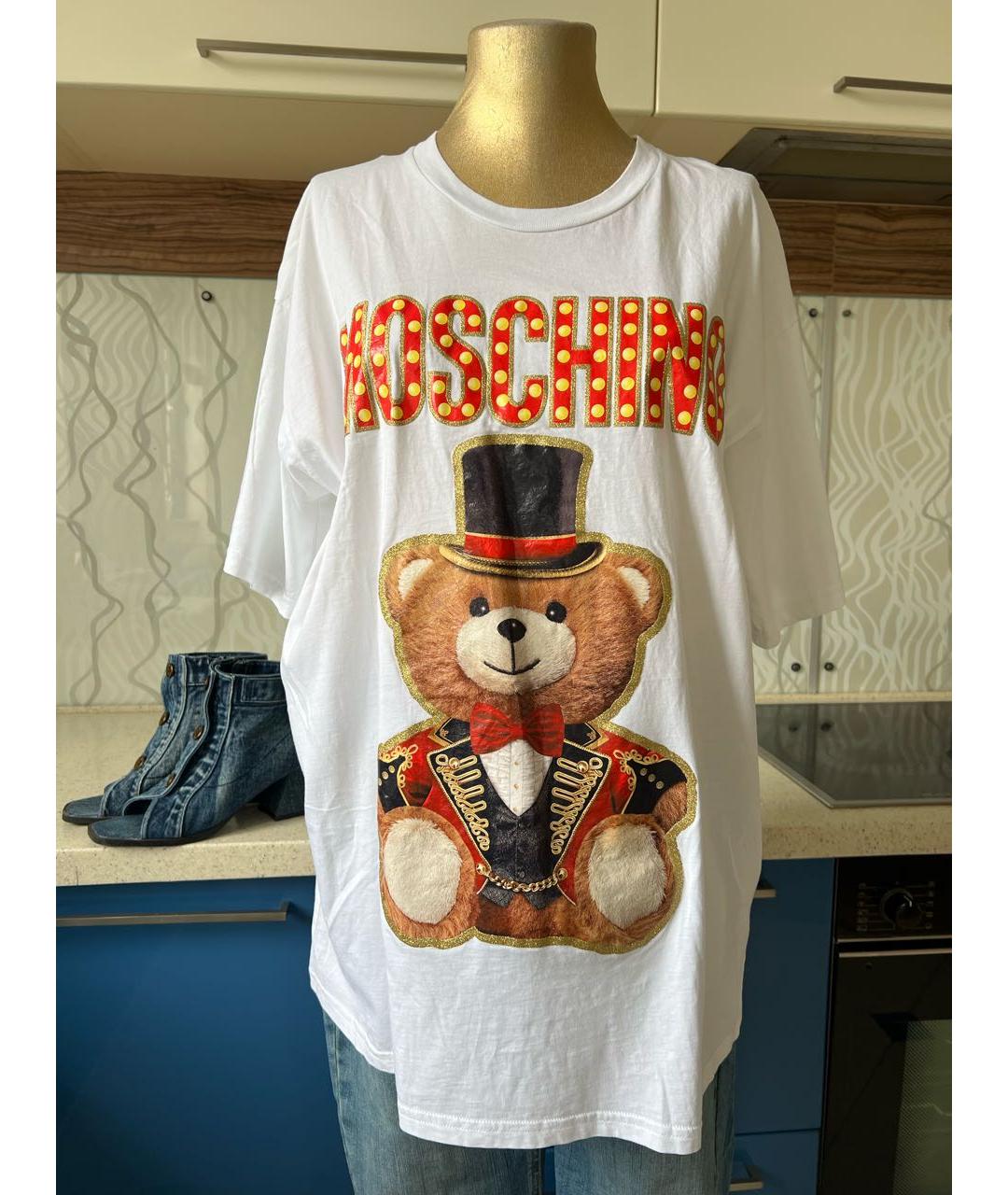 MOSCHINO Белая хлопковая футболка, фото 4