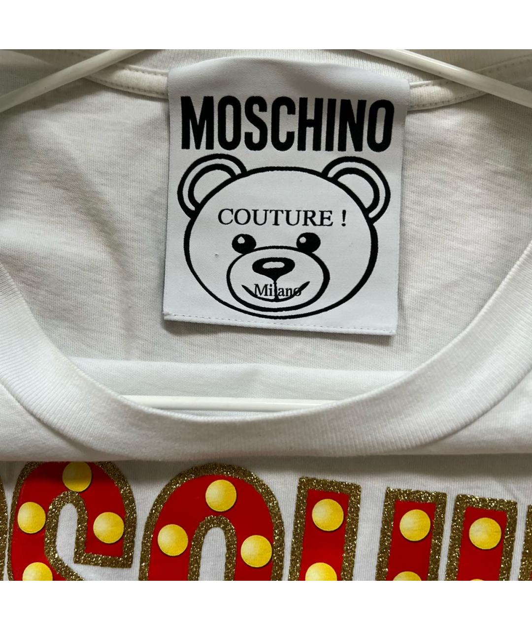 MOSCHINO Белая хлопковая футболка, фото 6