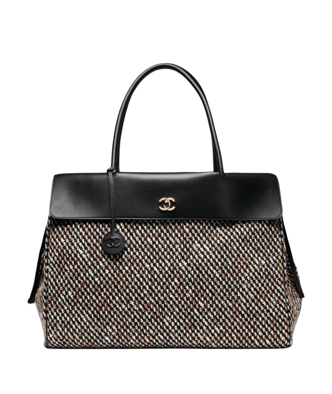 CHANEL Черная твидовая сумка тоут, фото 1