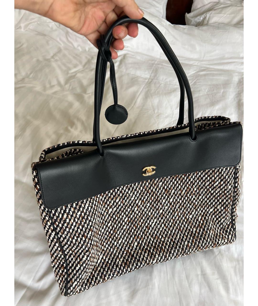 CHANEL Черная твидовая сумка тоут, фото 2