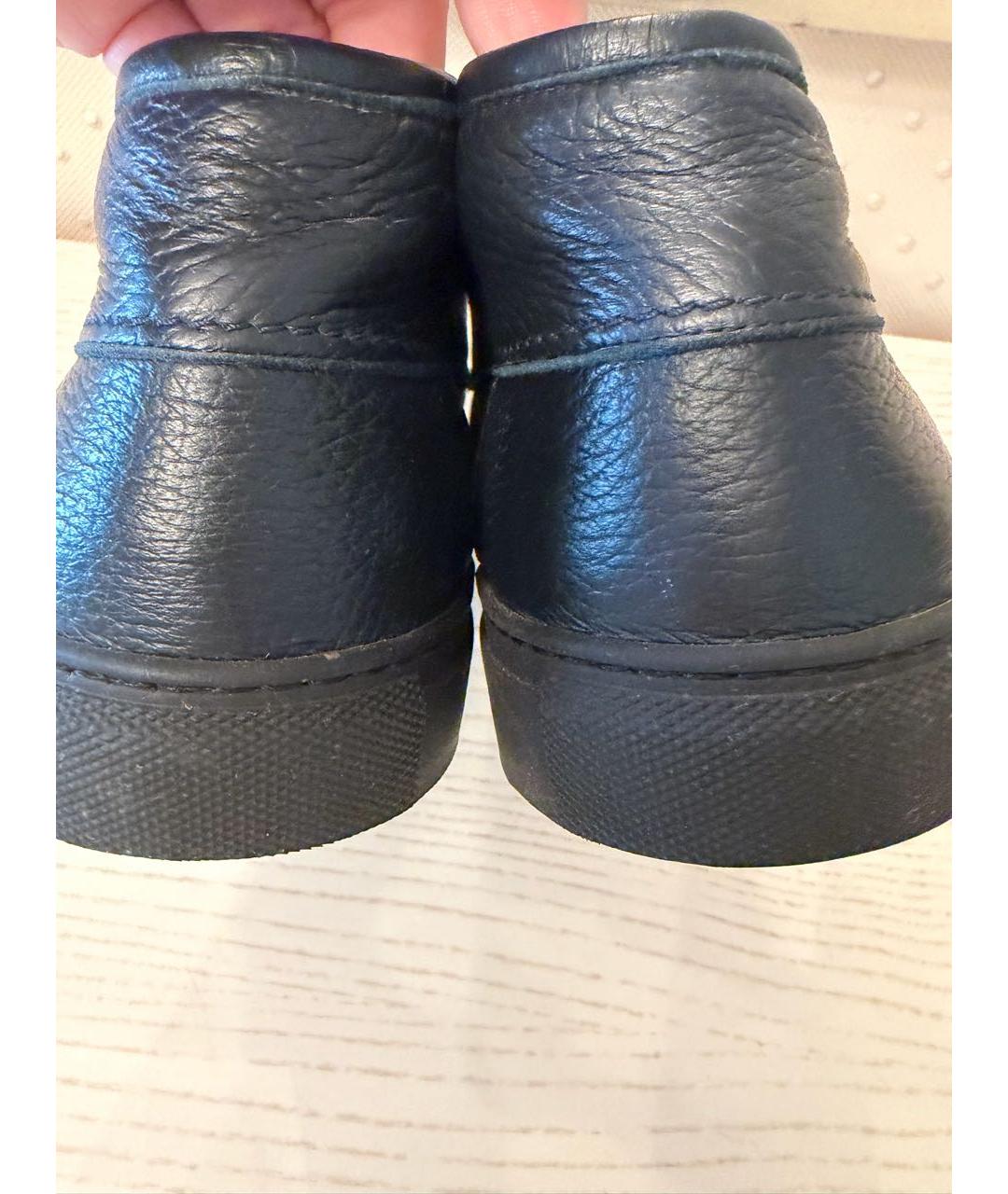 CORNELIANI Темно-синие кожаные низкие ботинки, фото 3