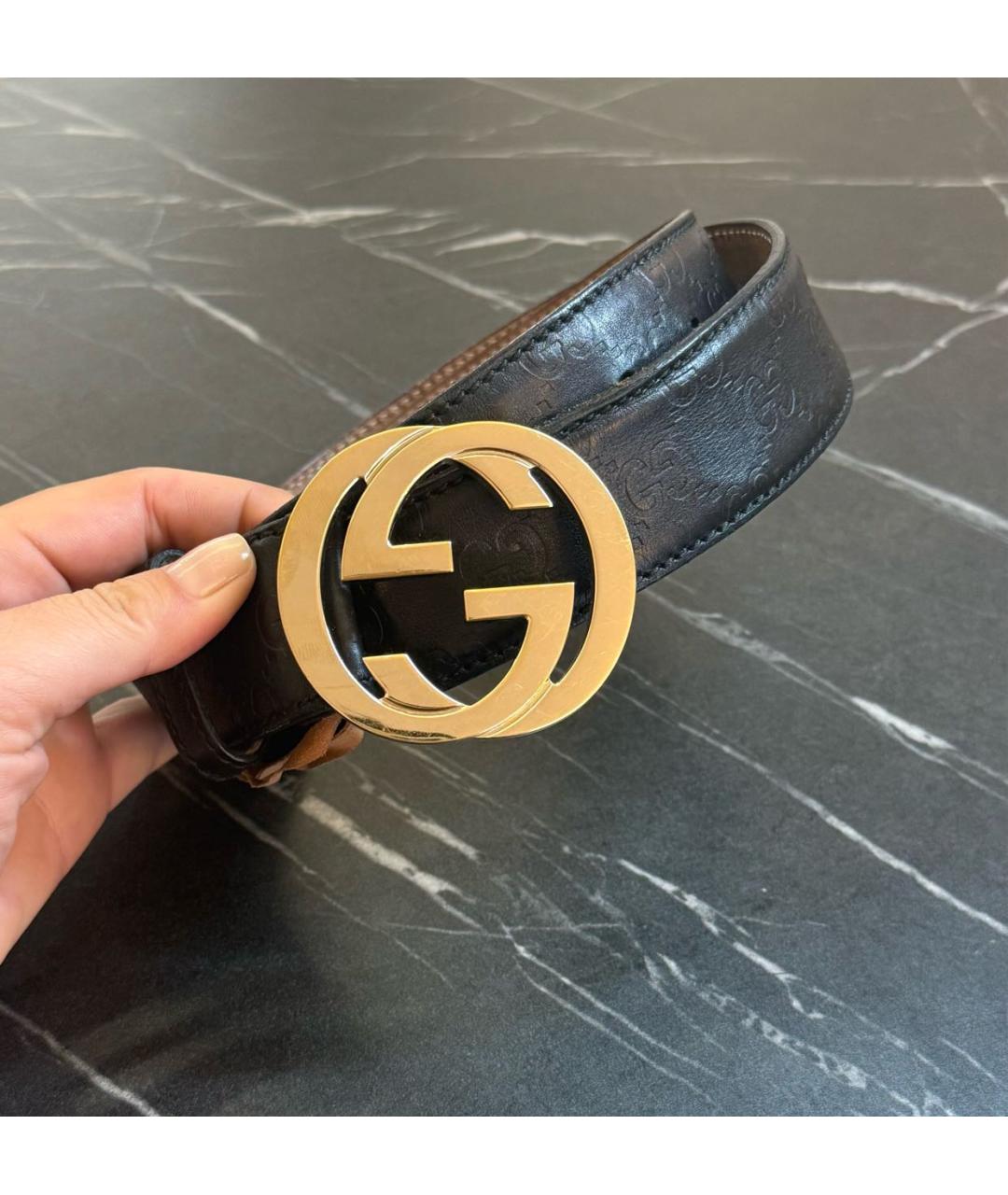 GUCCI Черный кожаный ремень, фото 2