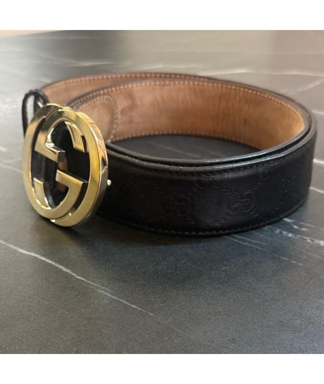 GUCCI Черный кожаный ремень, фото 5