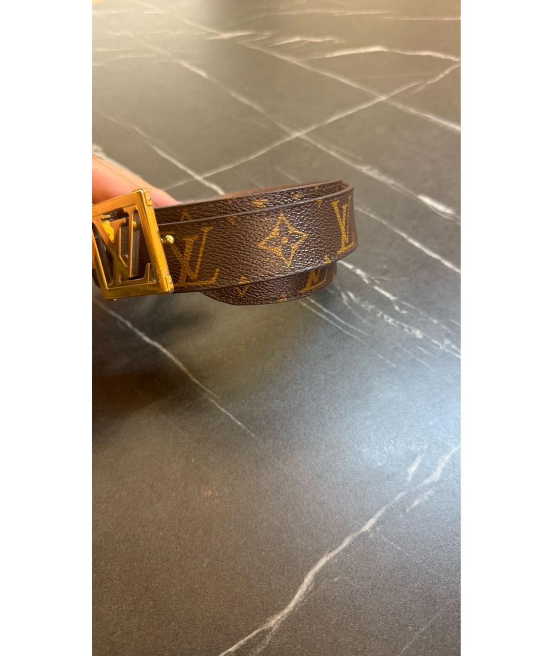 LOUIS VUITTON Коричневый кожаный ремень, фото 4