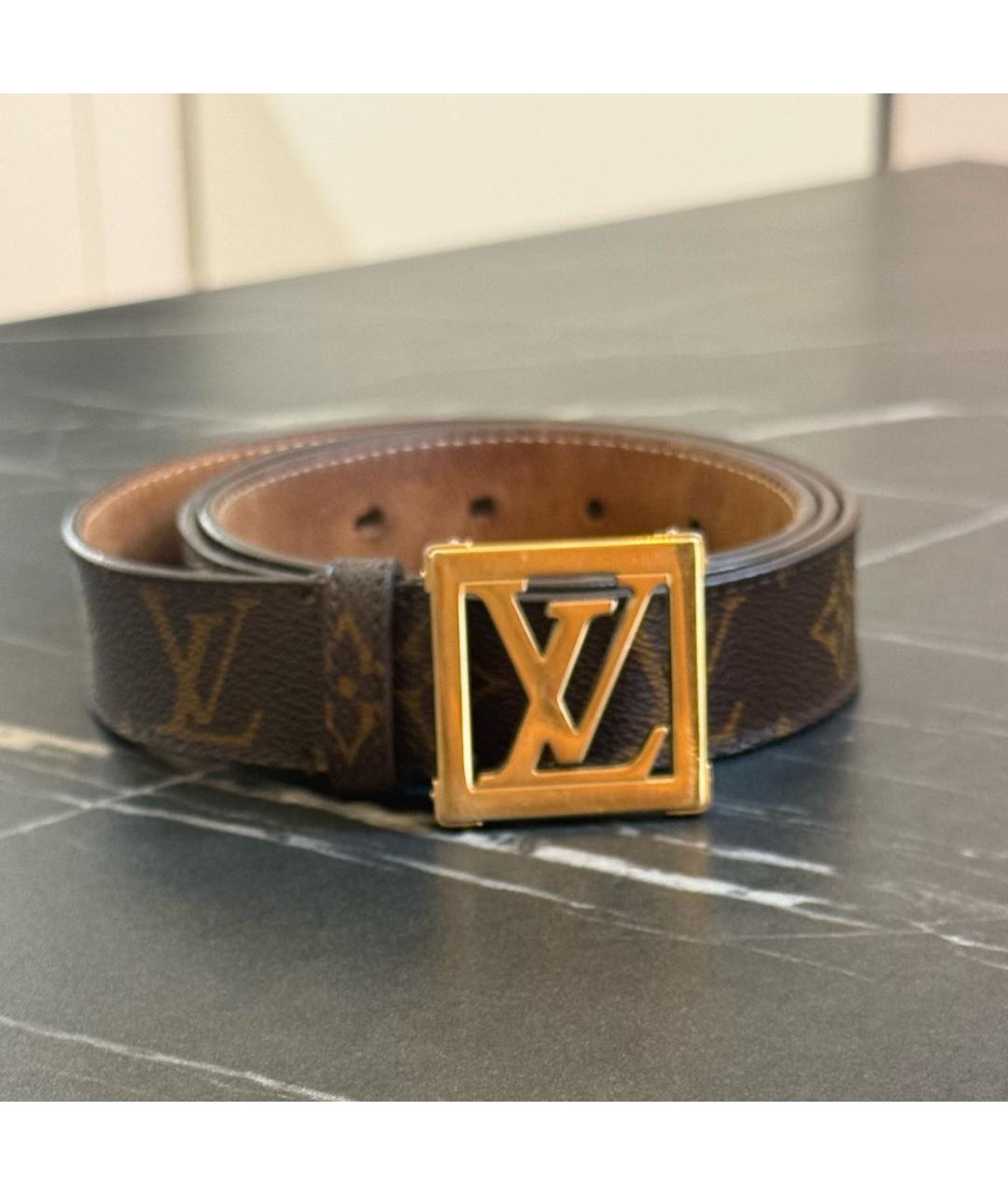 LOUIS VUITTON Коричневый кожаный ремень, фото 5