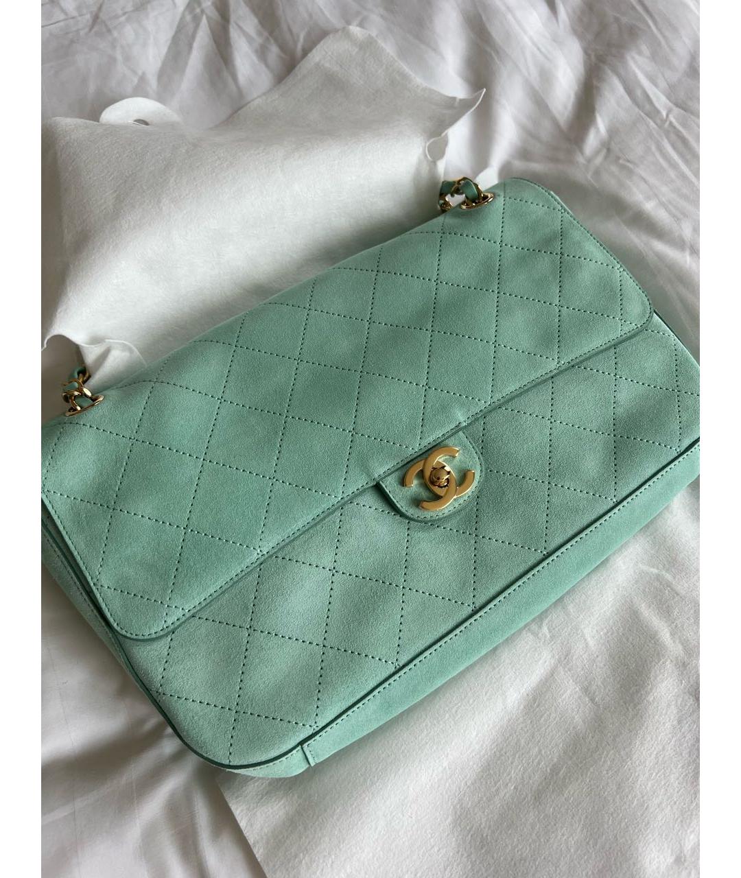 CHANEL Бирюзовая замшевая сумка через плечо, фото 2