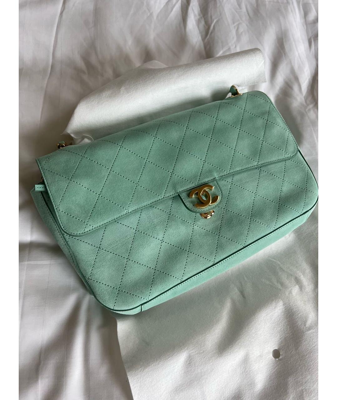 CHANEL Бирюзовая замшевая сумка через плечо, фото 4