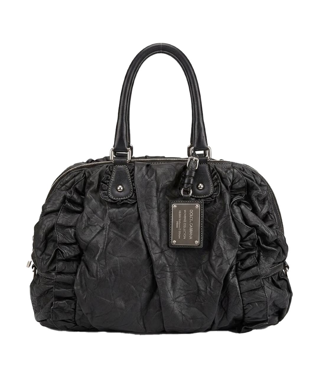 DOLCE&GABBANA Черная кожаная сумка с короткими ручками, фото 1