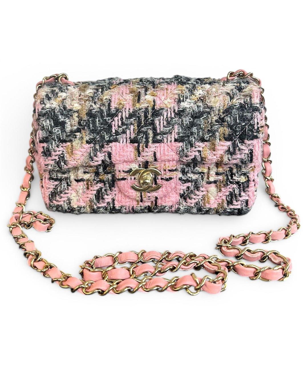 CHANEL Розовая твидовая сумка через плечо, фото 6