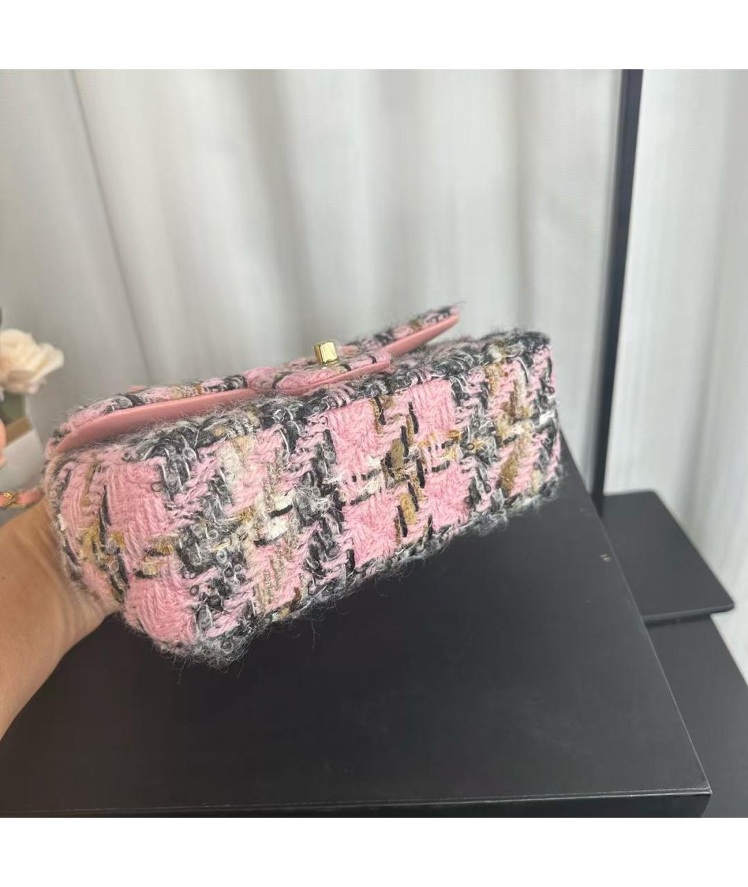 CHANEL Розовая твидовая сумка через плечо, фото 3