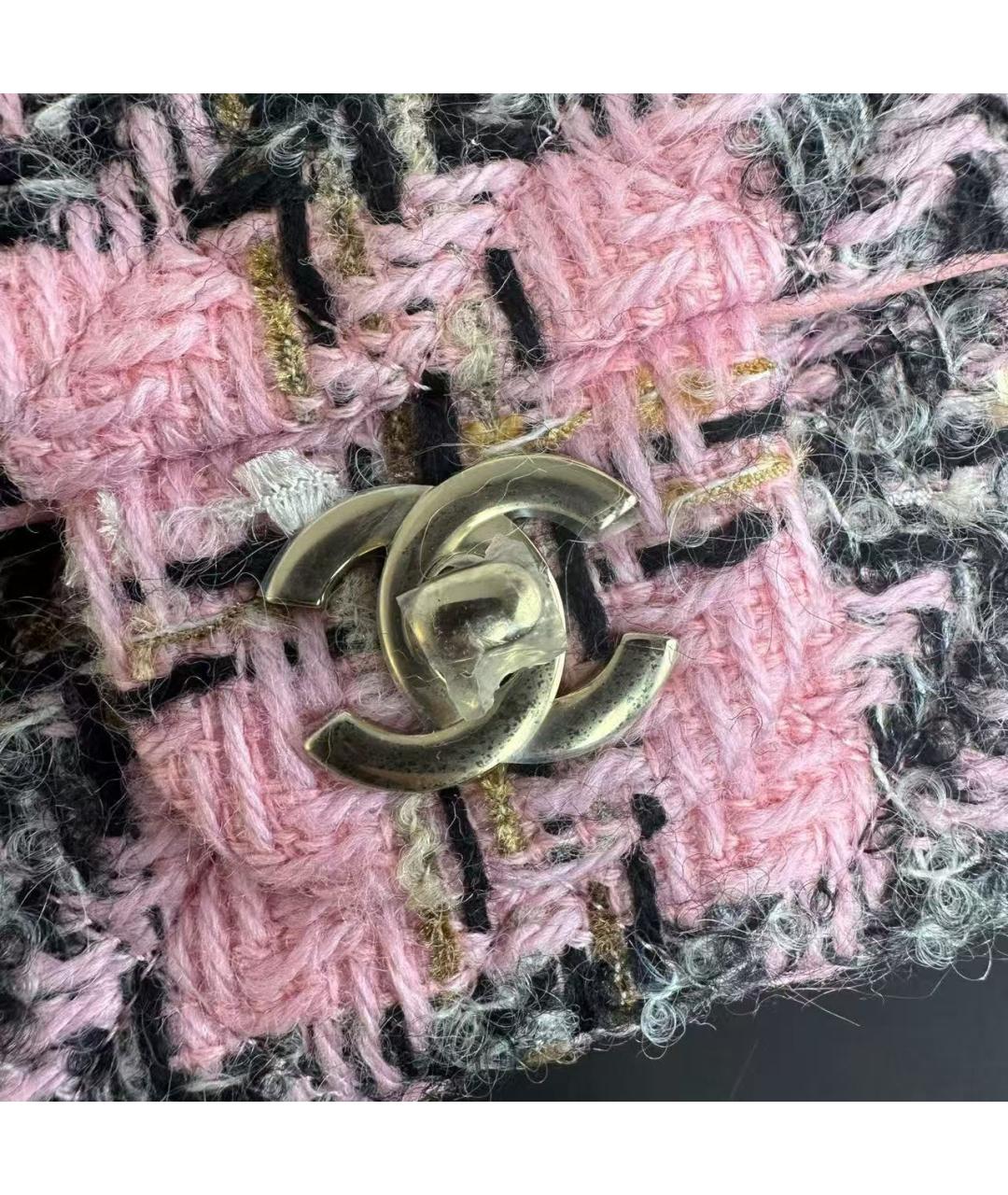 CHANEL Розовая твидовая сумка через плечо, фото 4