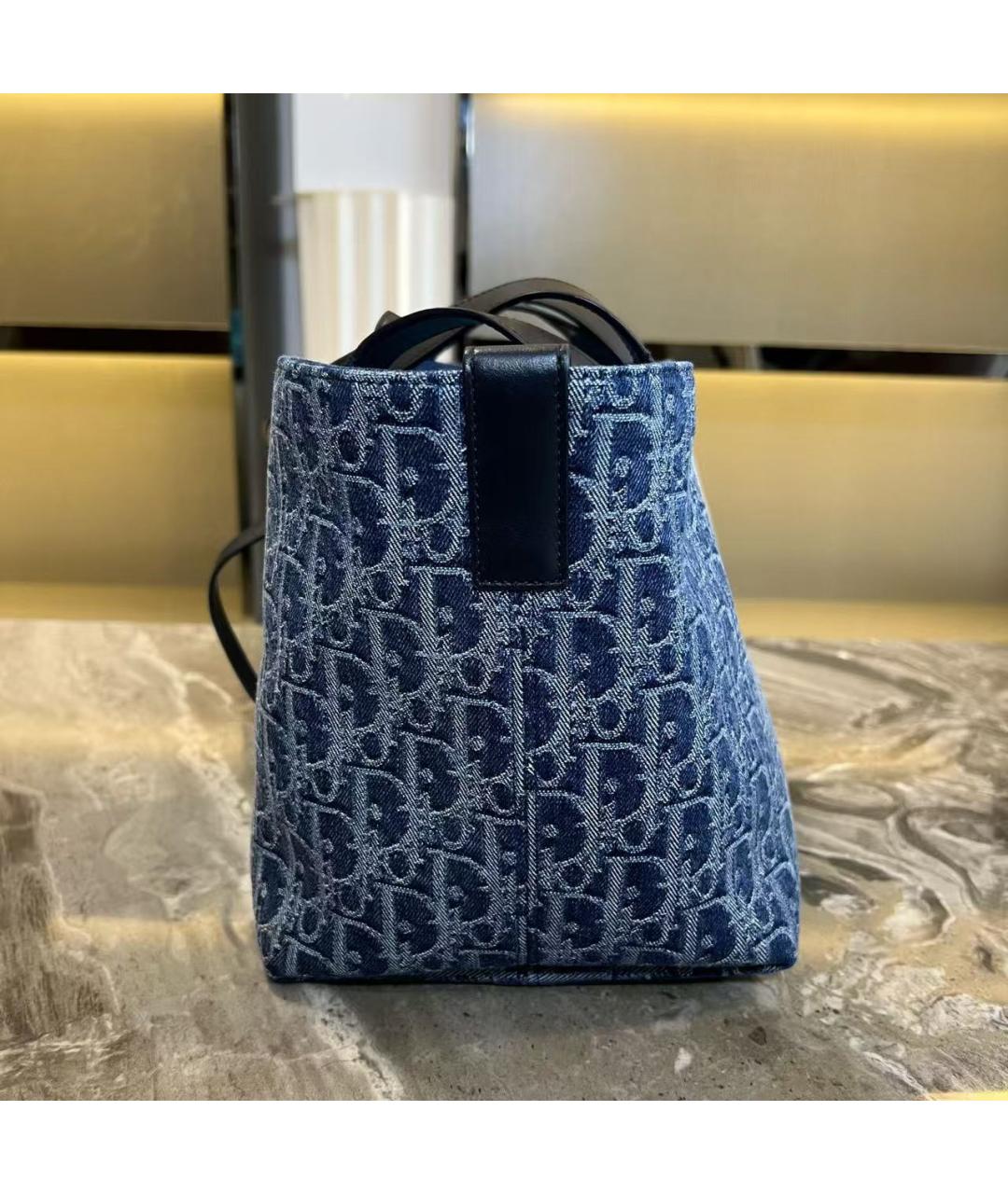 CHRISTIAN DIOR Голубая деним сумка с короткими ручками, фото 4