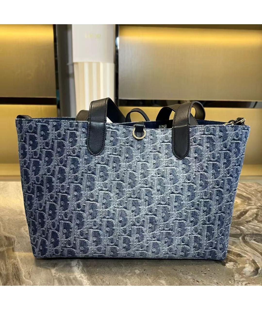 CHRISTIAN DIOR Голубая деним сумка с короткими ручками, фото 3