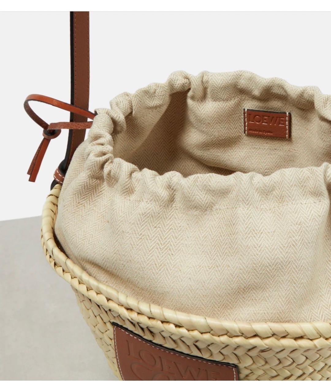 LOEWE Бежевая рафия пляжная сумка, фото 2