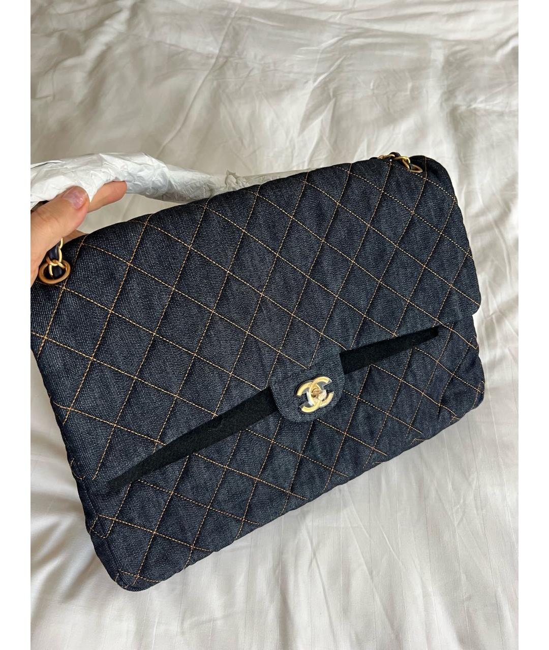 CHANEL Темно-синяя деним сумка через плечо, фото 2