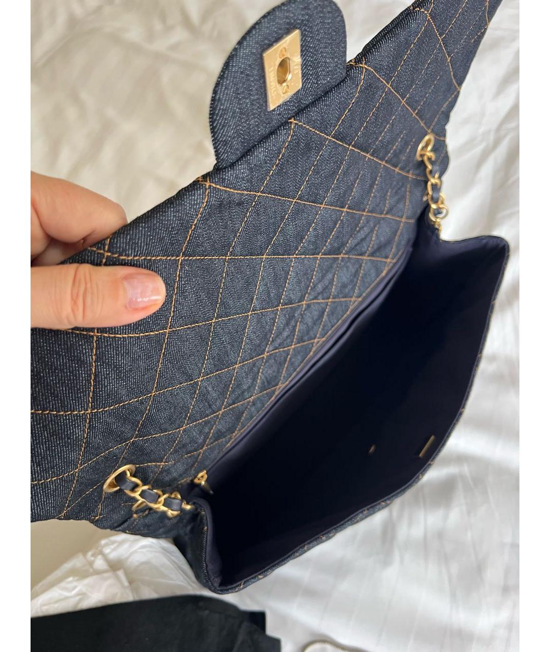 CHANEL Темно-синяя деним сумка через плечо, фото 4