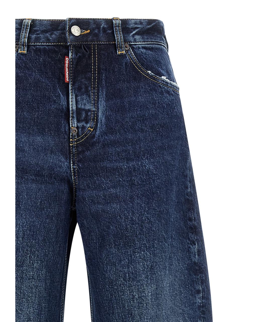 DSQUARED2 Синие хлопковые прямые джинсы, фото 3