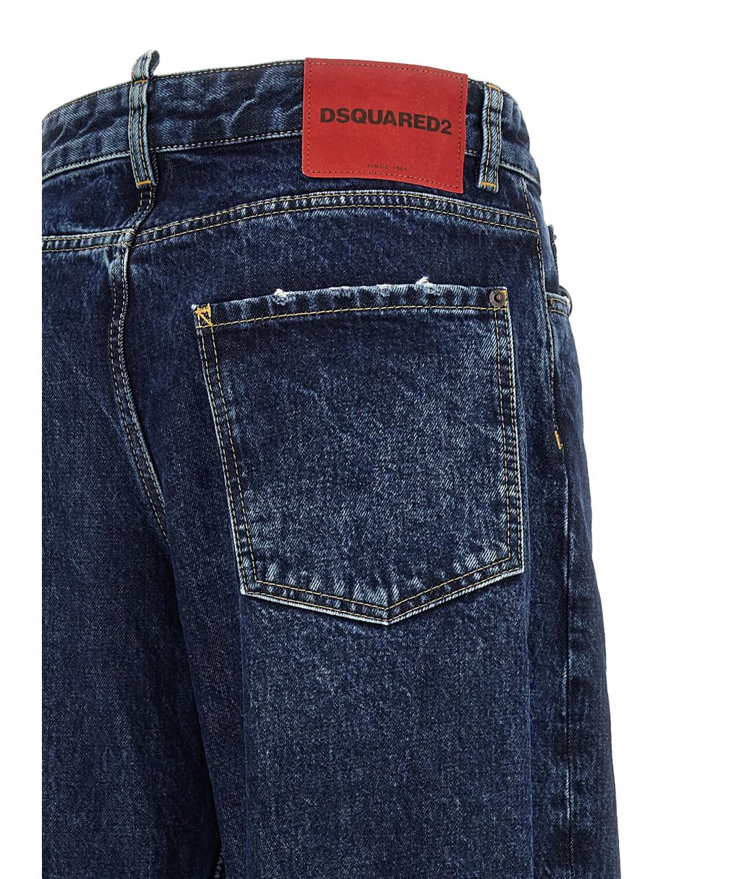 DSQUARED2 Синие хлопковые прямые джинсы, фото 4