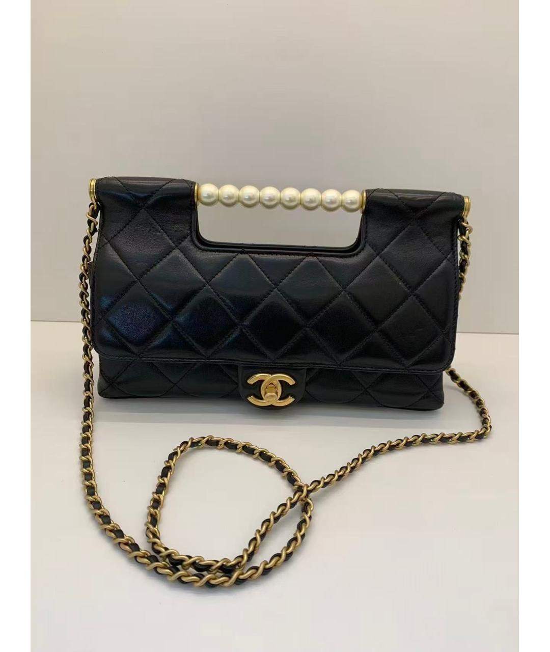 CHANEL Черная кожаная сумка с короткими ручками, фото 2