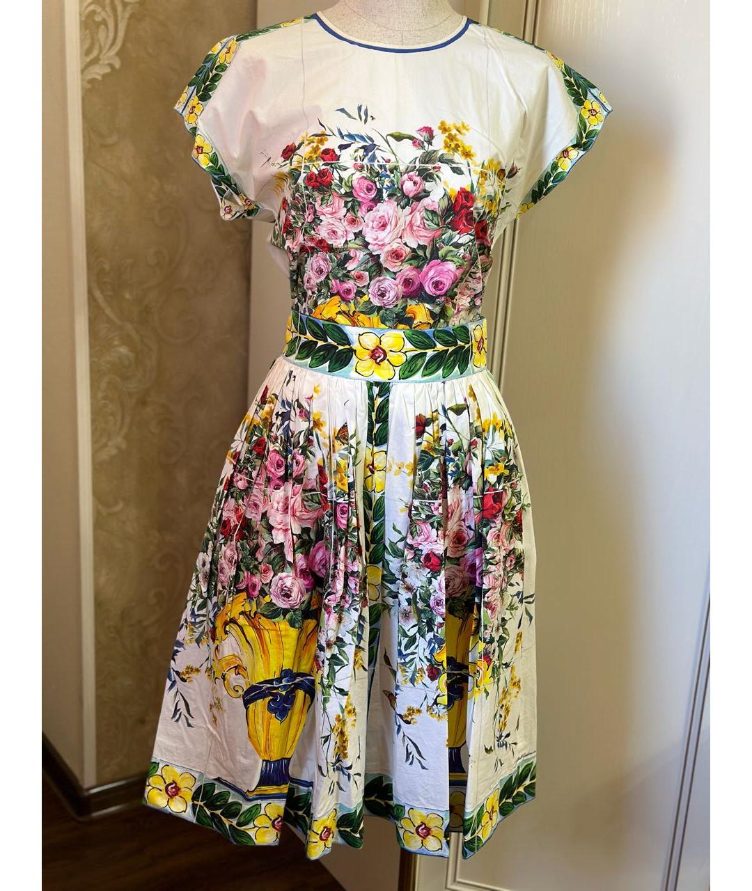 DOLCE&GABBANA Белый хлопковый костюм с юбками, фото 3