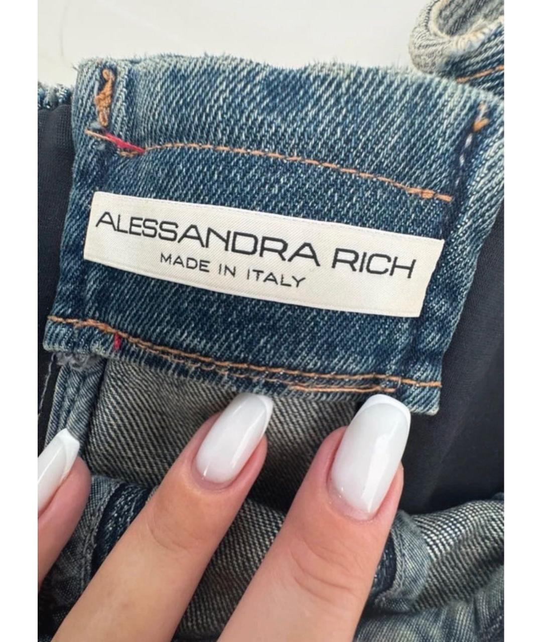 ALESSANDRA RICH Синее деним платье, фото 4