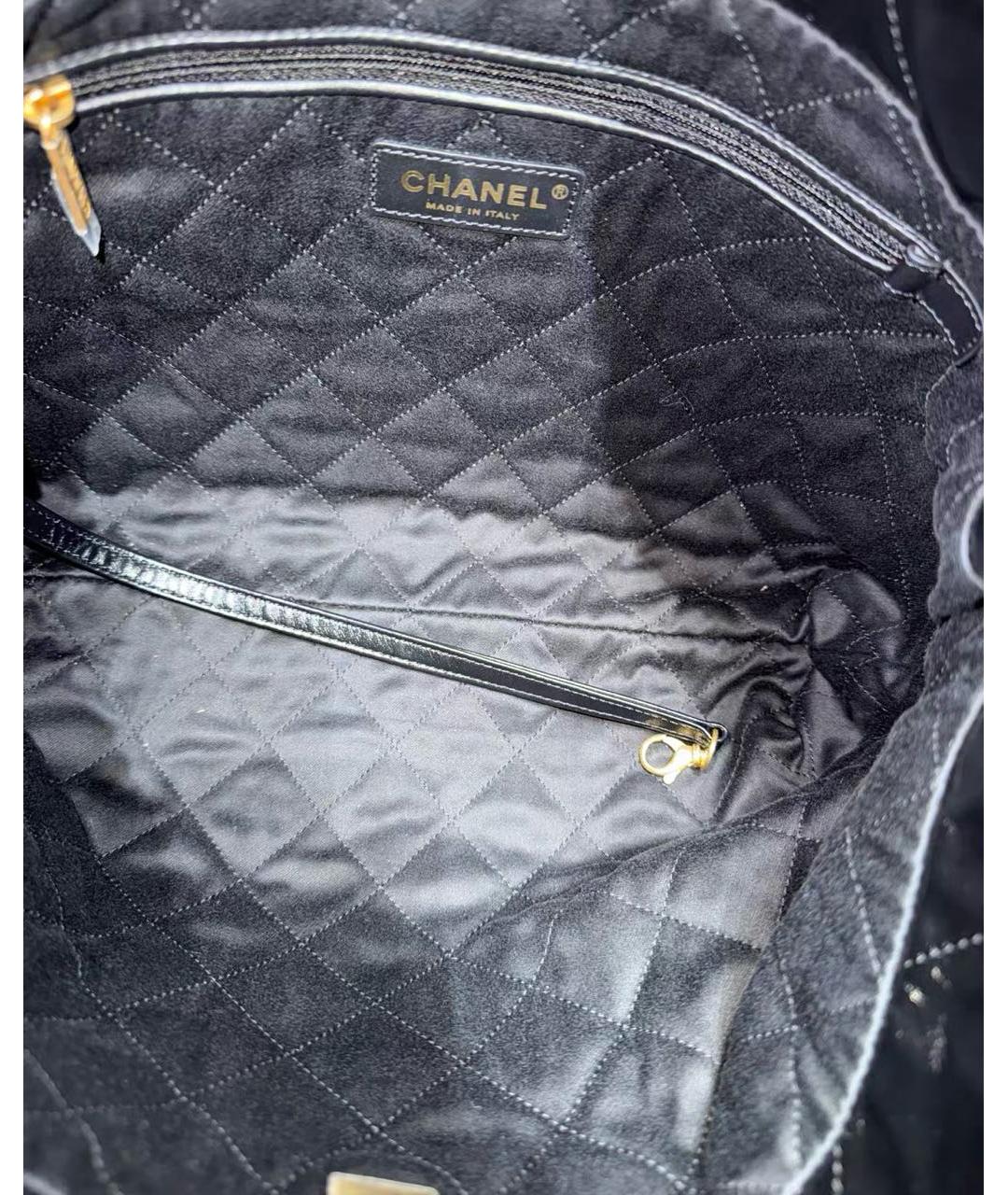 CHANEL Черная кожаная сумка тоут, фото 6