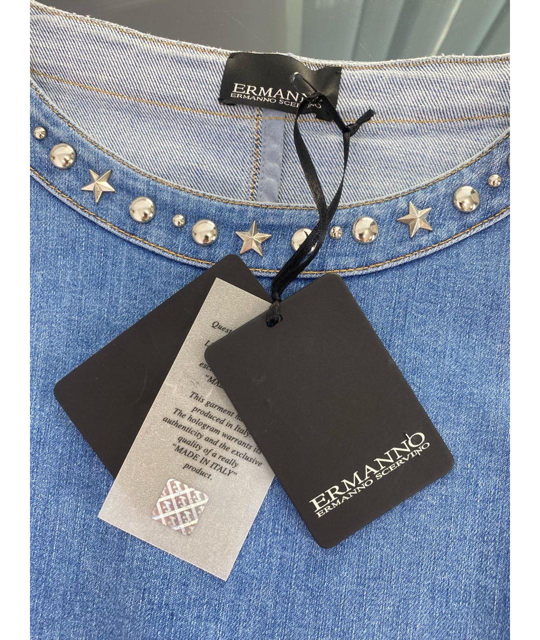 ERMANNO SCERVINO Голубое хлопковое повседневное платье, фото 3