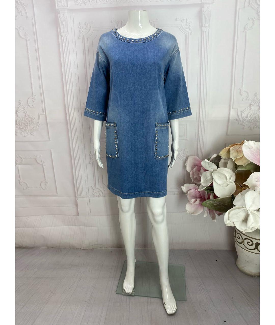 ERMANNO SCERVINO Голубое хлопковое повседневное платье, фото 6