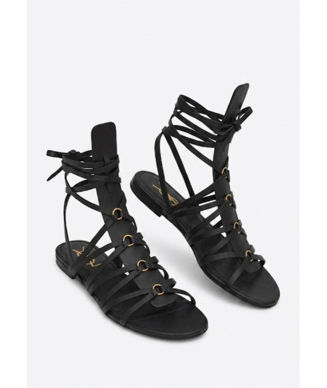 SAINT LAURENT Коричневые кожаные сандалии, фото 6