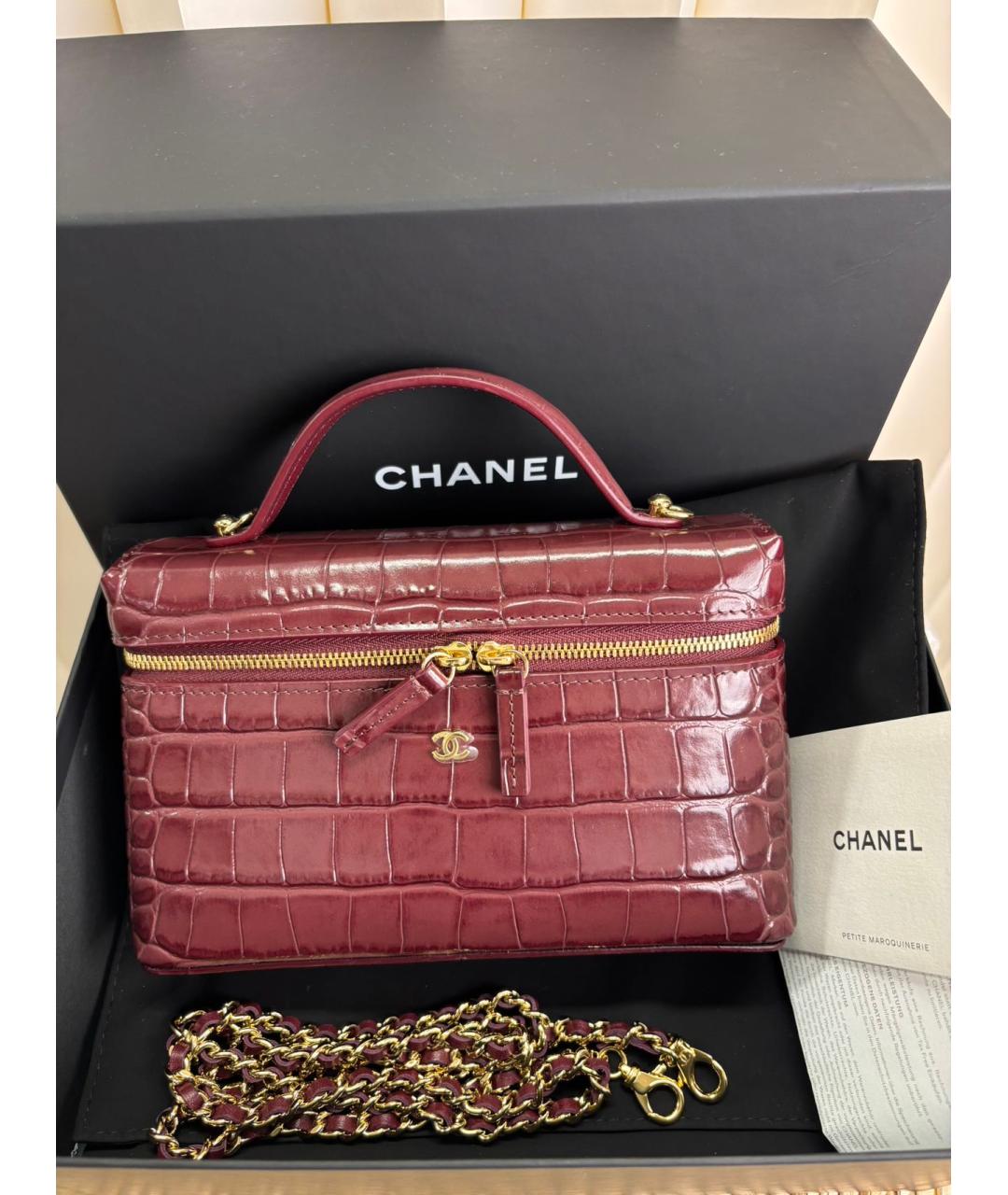 CHANEL Красная кожаная сумка с короткими ручками, фото 5