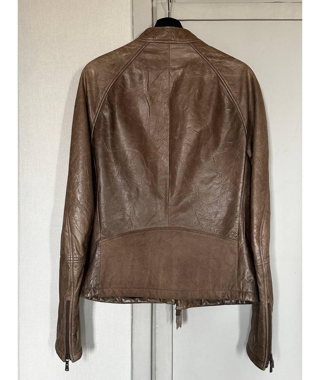 SAINT LAURENT Коричневая кожаная куртка, фото 2