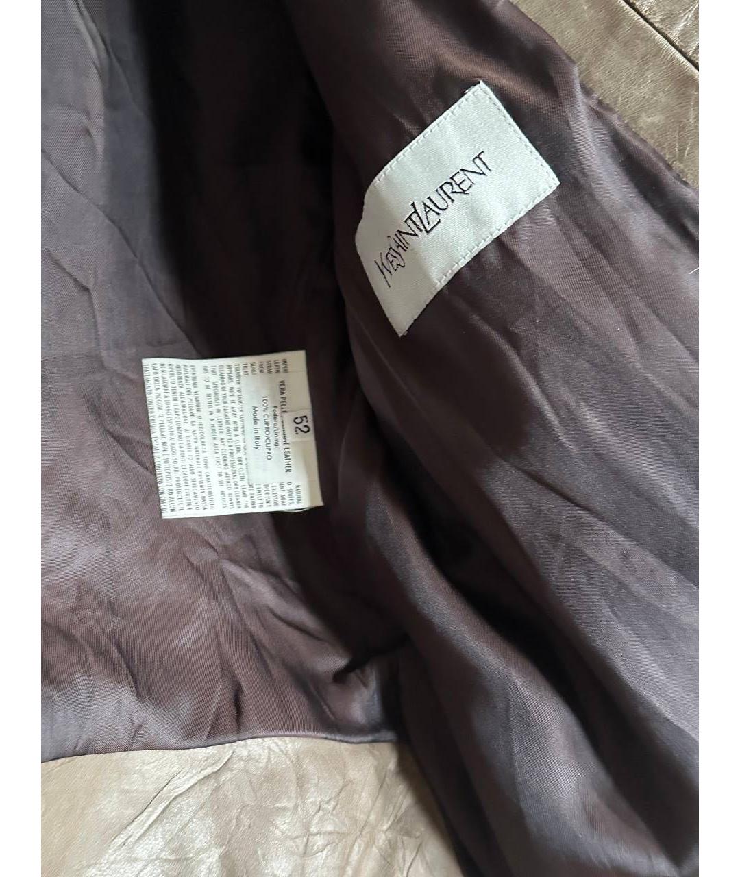 SAINT LAURENT Коричневая кожаная куртка, фото 3