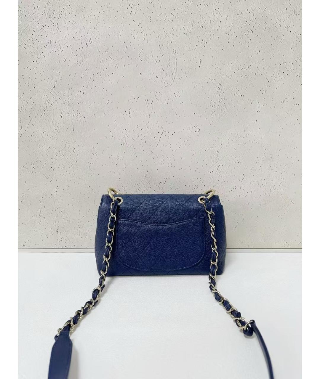 CHANEL Темно-синяя кожаная сумка через плечо, фото 2