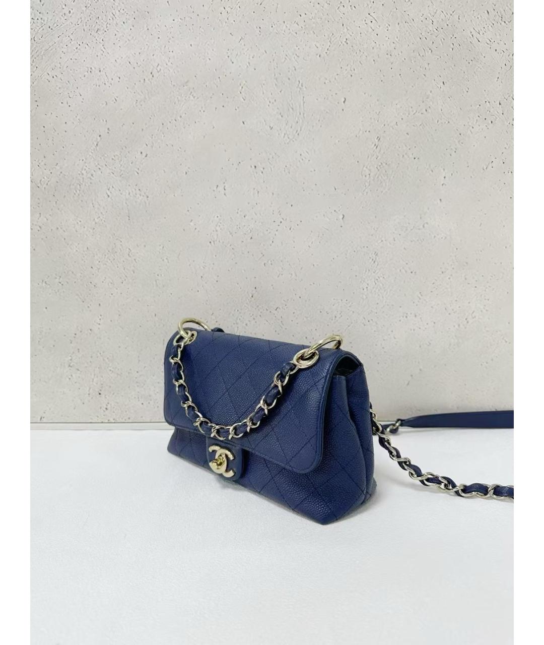 CHANEL Темно-синяя кожаная сумка через плечо, фото 4