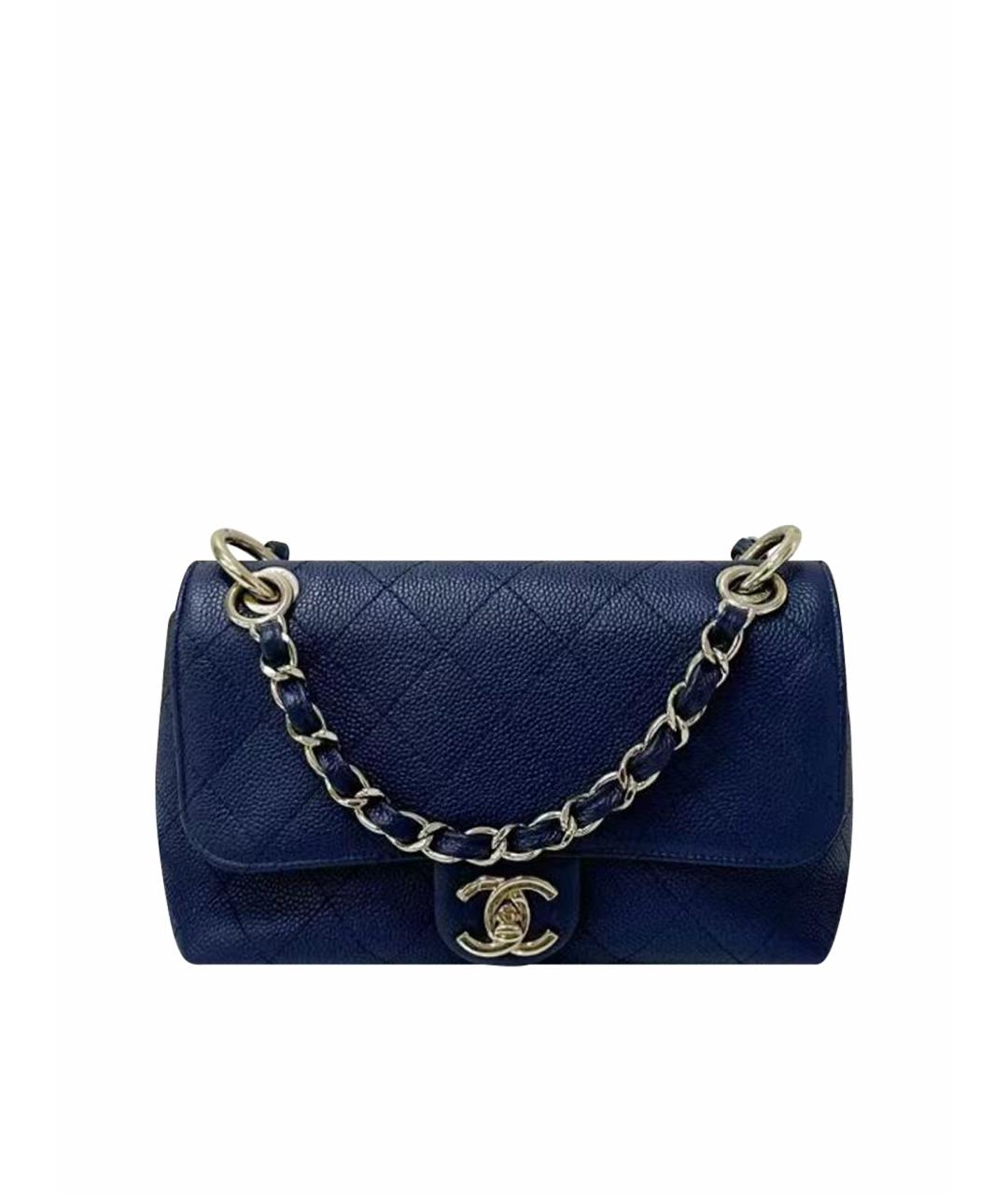 CHANEL Темно-синяя кожаная сумка через плечо, фото 1