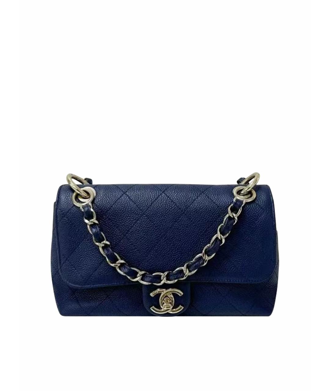 CHANEL Темно-синяя кожаная сумка через плечо, фото 7
