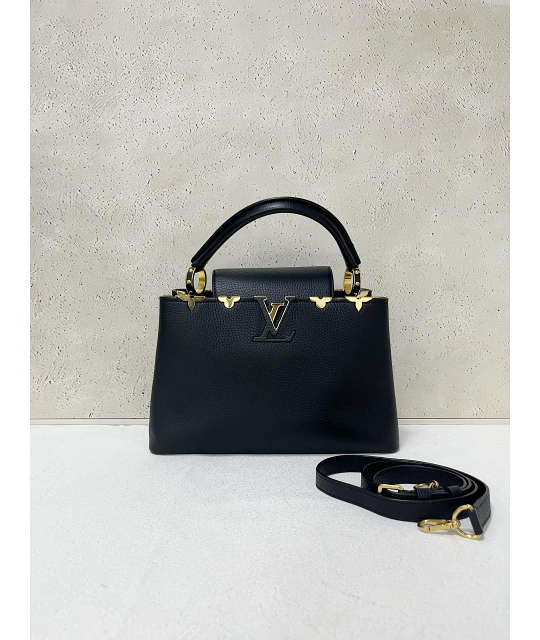 LOUIS VUITTON Черная кожаная сумка тоут, фото 7