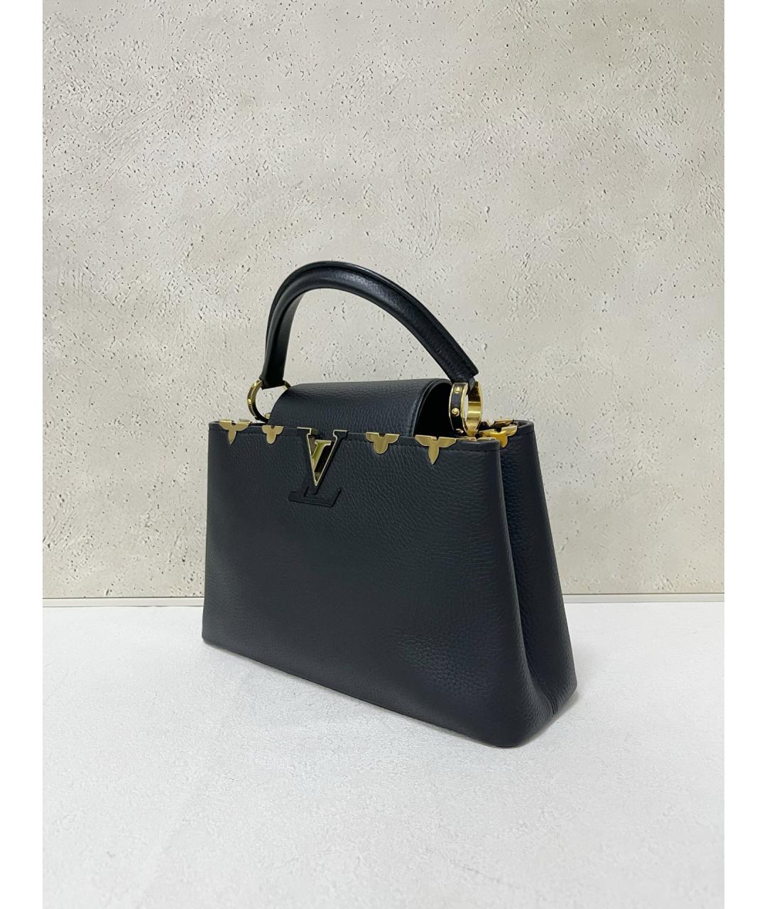 LOUIS VUITTON Черная кожаная сумка тоут, фото 4
