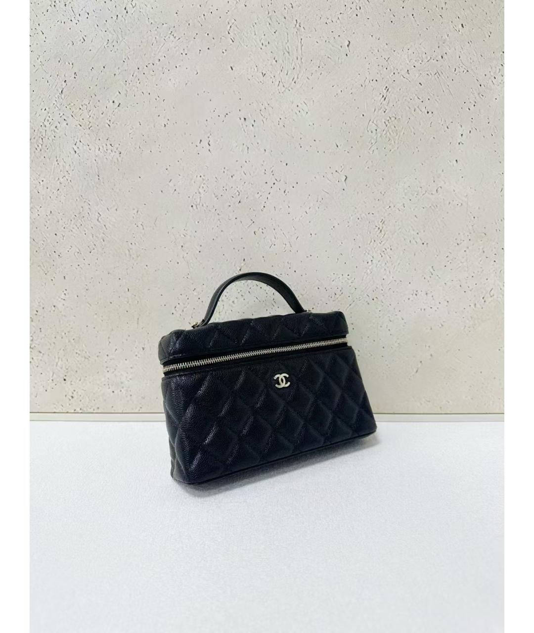 CHANEL Черная кожаная сумка с короткими ручками, фото 4