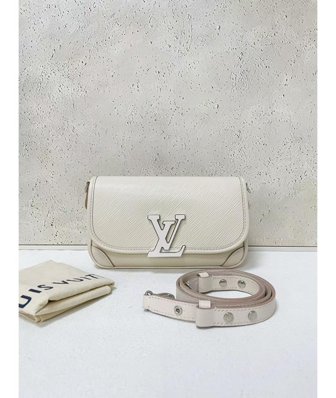 LOUIS VUITTON Белая кожаная сумка через плечо, фото 7